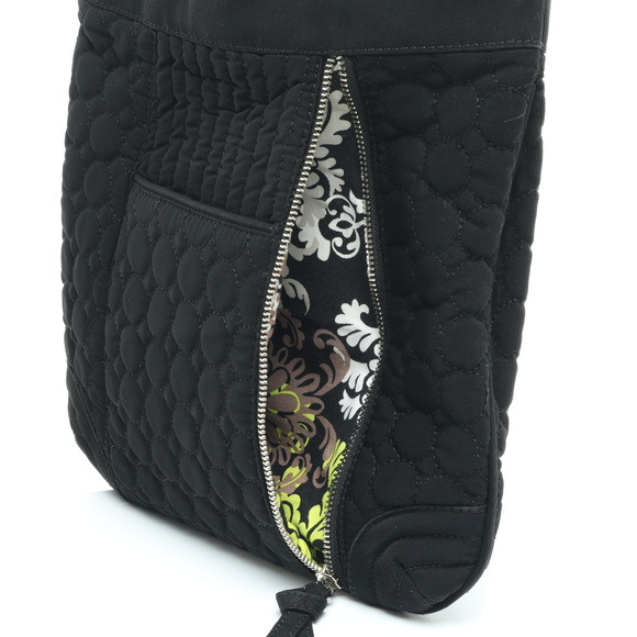 Vera Bradley Quilted Handbag Purse Crossbody 12x11x2 Black/Silver - Picture 5 of 8